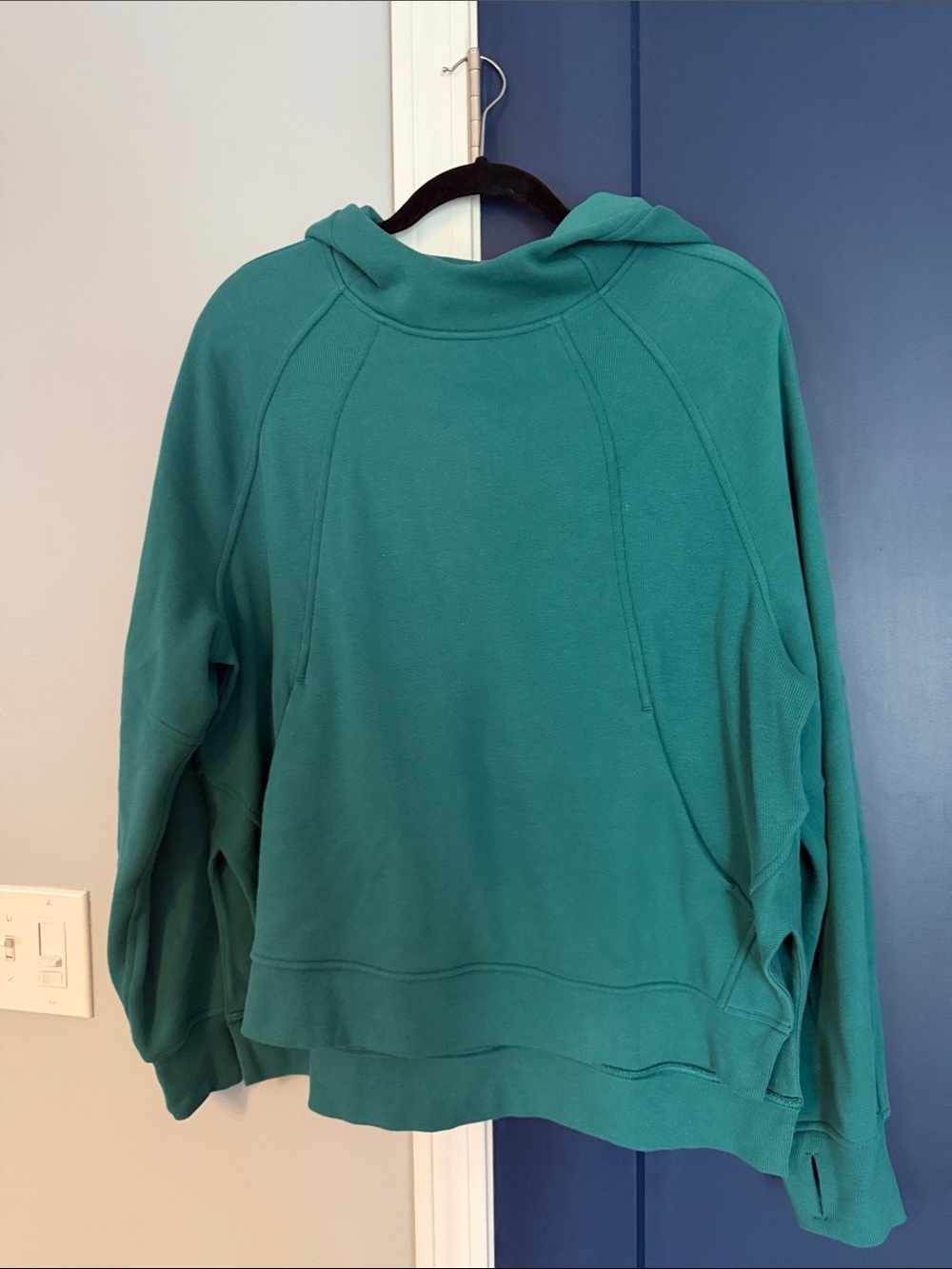 Women's Teal Hooded Sweatshirt scuba oversized pullover m/l